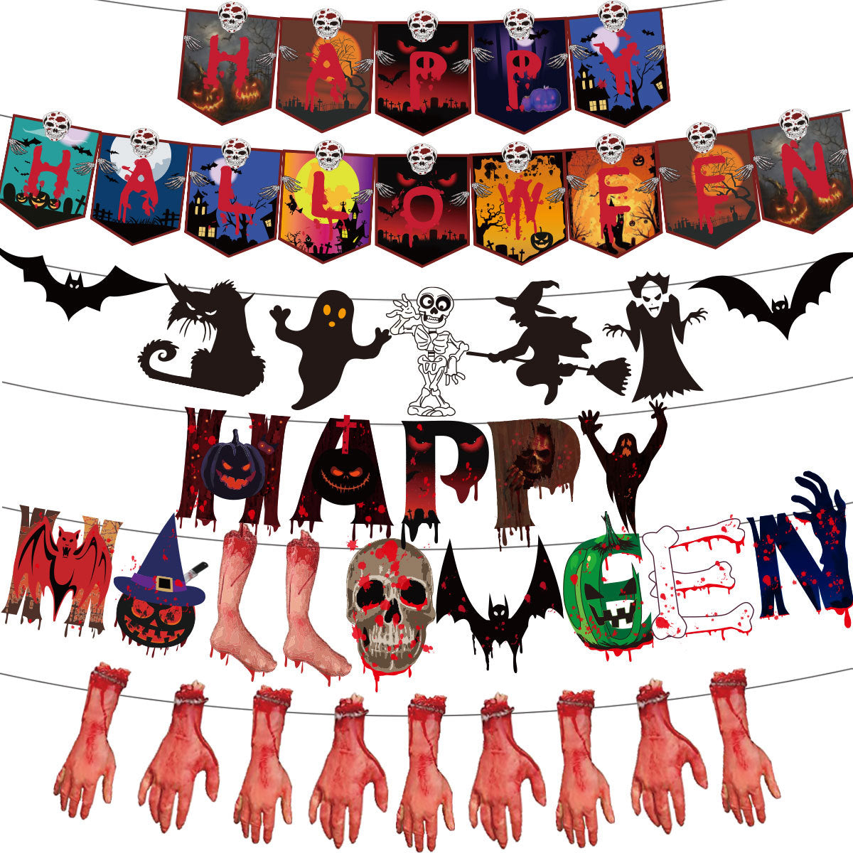 Halloween Banner Hanging Flag Horror Holiday Party Scene Decoration