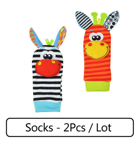 0-12 Months Soft Animal Rattle Infant Newborn Plush Sock Baby Toy Wrist Strap Baby Foot Socks - YB Gift Store