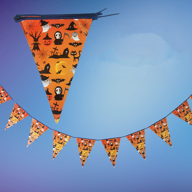 Halloween Paper Banner Ghost Pumpkins Witches Bunting Pennant