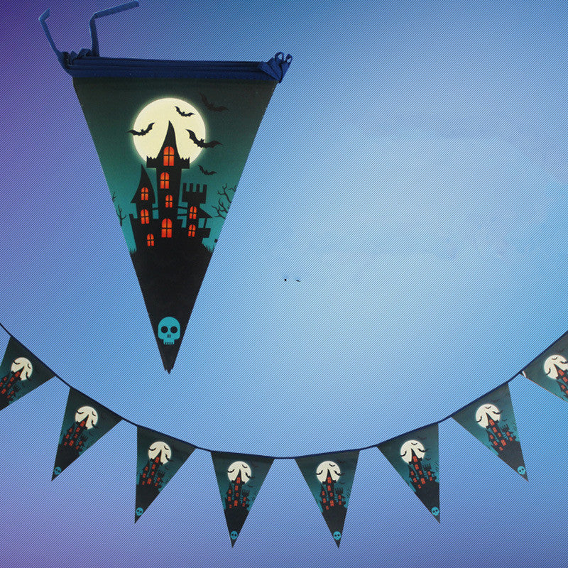 Halloween Paper Banner Ghost Pumpkins Witches Bunting Pennant