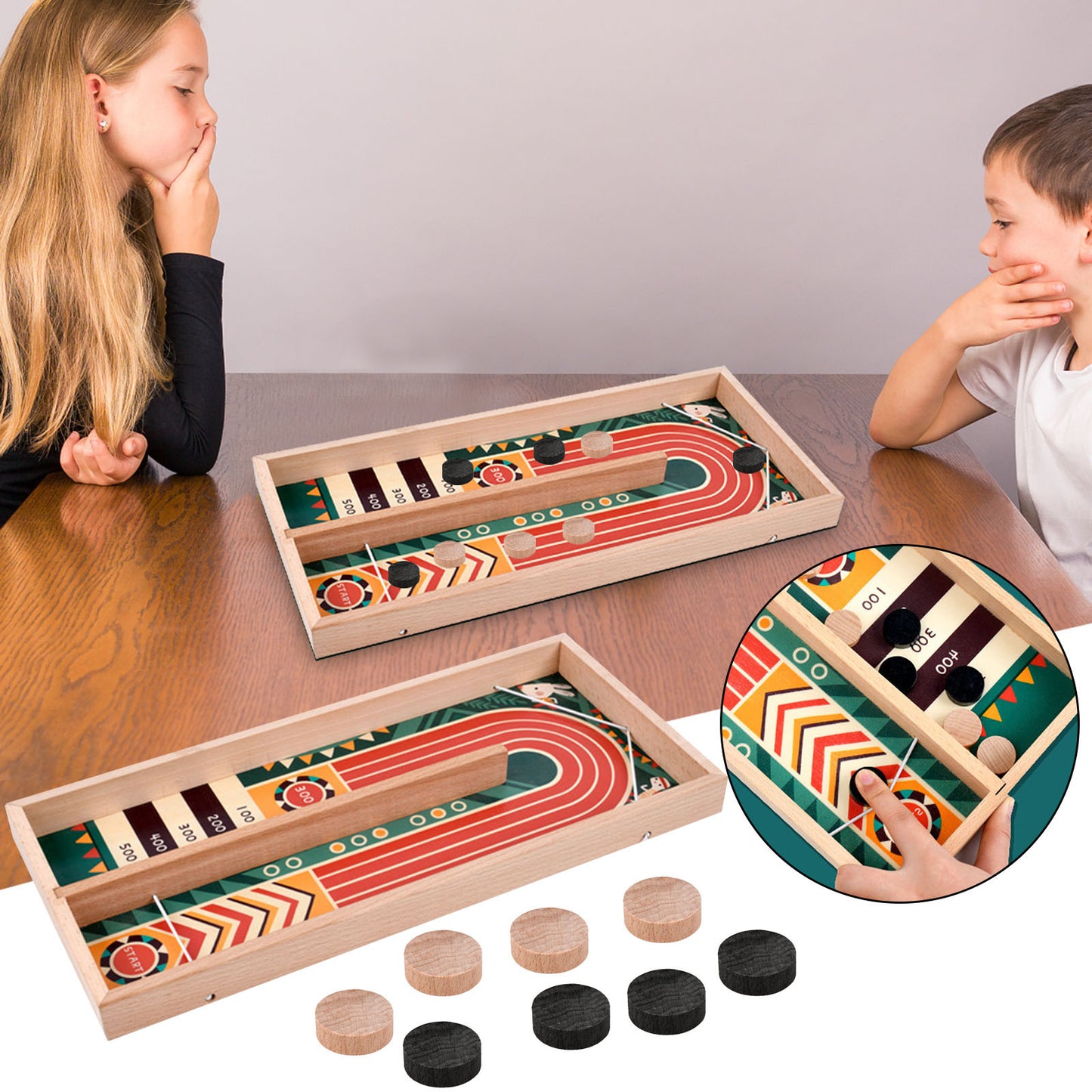 Fast Sling Puck Game Paced Wooden Table Hockey Winner Interactive Chess Toys - YB Gift Store