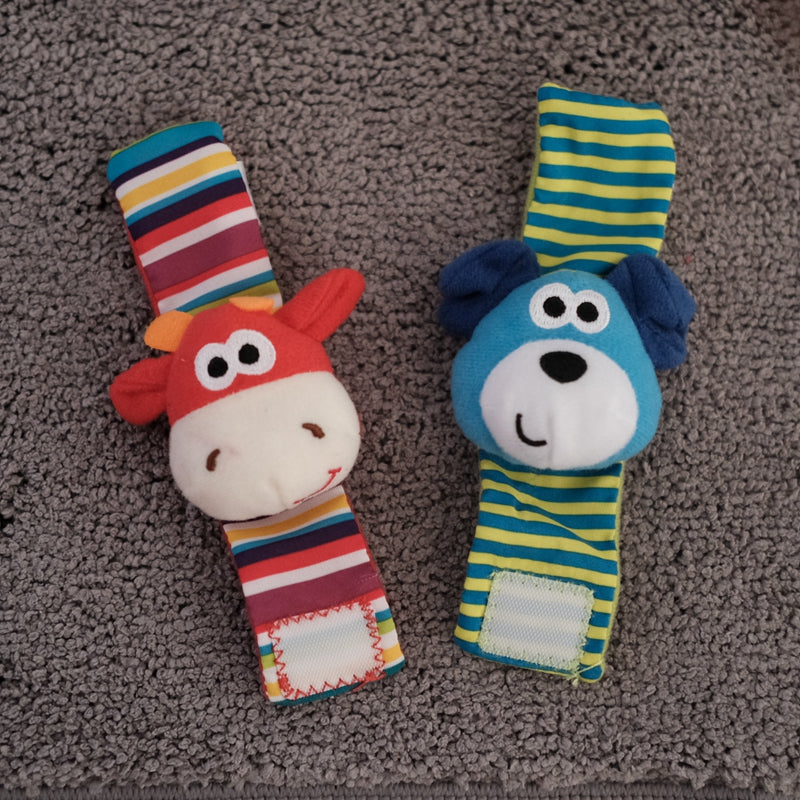 0-12 Months Soft Animal Rattle Infant Newborn Plush Sock Baby Toy Wrist Strap Baby Foot Socks - YB Gift Store