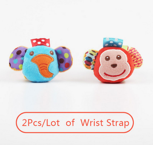 0-12 Months Soft Animal Rattle Infant Newborn Plush Sock Baby Toy Wrist Strap Baby Foot Socks - YB Gift Store