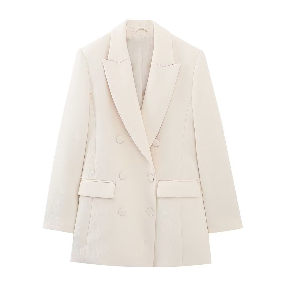 Women's Long Double-breasted Blazer - YB Gift Store