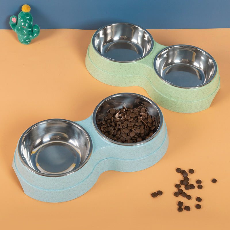Pet Stainless Steel Double Feeding Bowls. Dog Food. Water Feeder. Pet Drinking Dish.