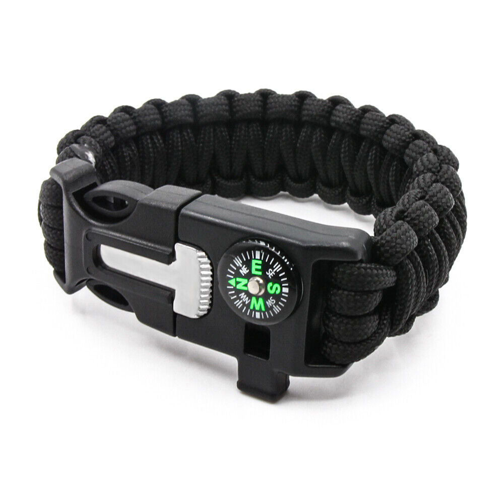 Emergency Paracord Bracelets, Survival Bracelet With Embedded Compass Whistle Survival Fire Starter Scraper Accessories, Suit For Hiking, Camping, Fishing And Hunting - YB Gift Store