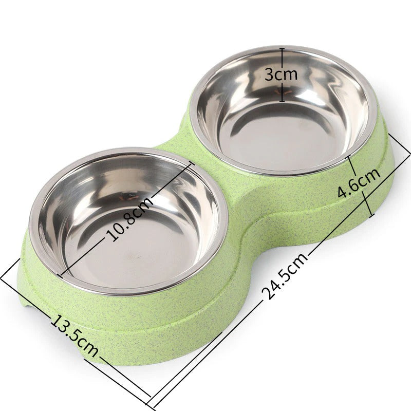 Pet Stainless Steel Double Feeding Bowls. Dog Food. Water Feeder. Pet Drinking Dish.
