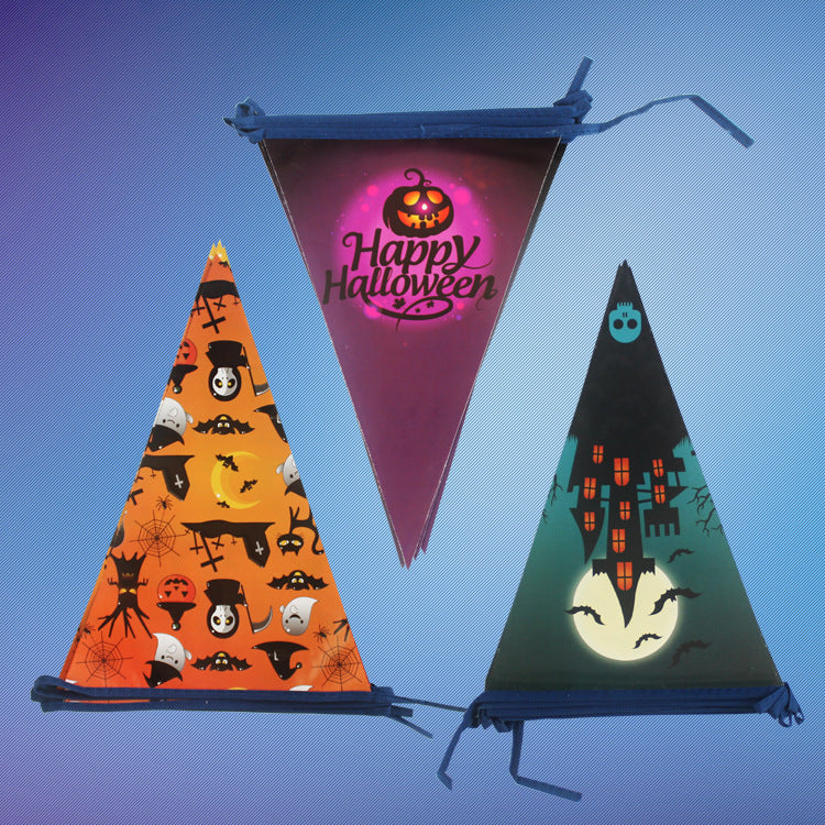 Halloween Paper Banner Ghost Pumpkins Witches Bunting Pennant