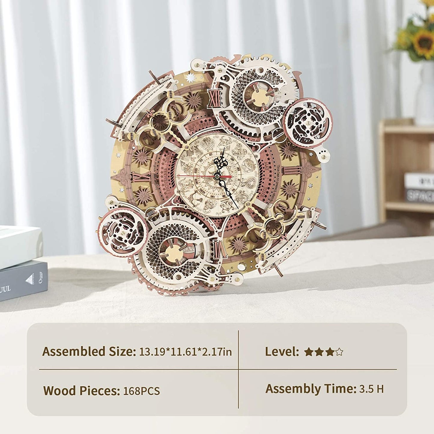 Robotime ROKR Time Art Zodiac Wall Clock 3D Wooden Puzzle Games