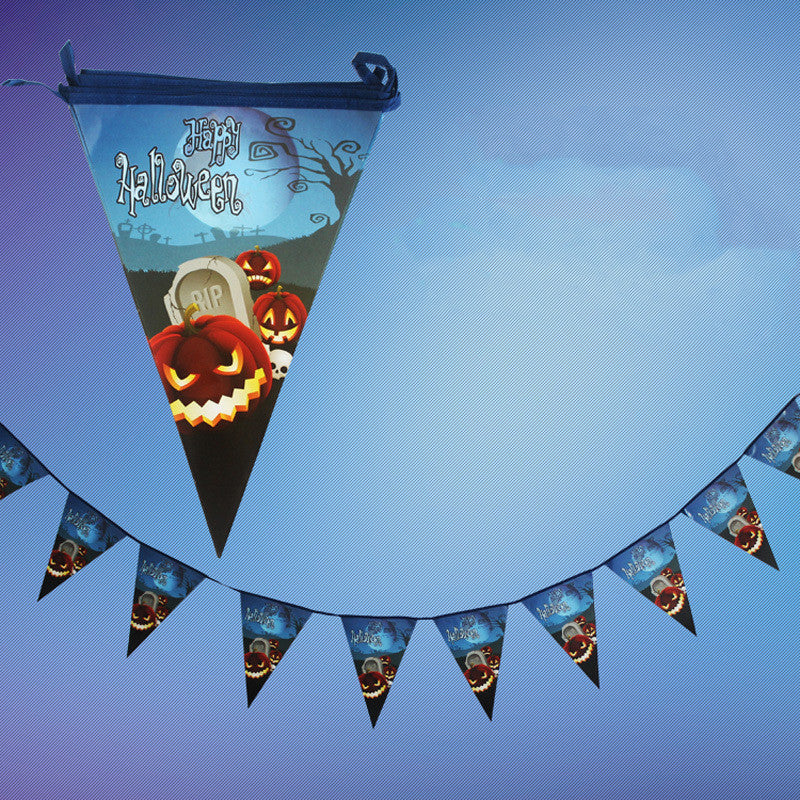 Halloween Paper Banner Ghost Pumpkins Witches Bunting Pennant