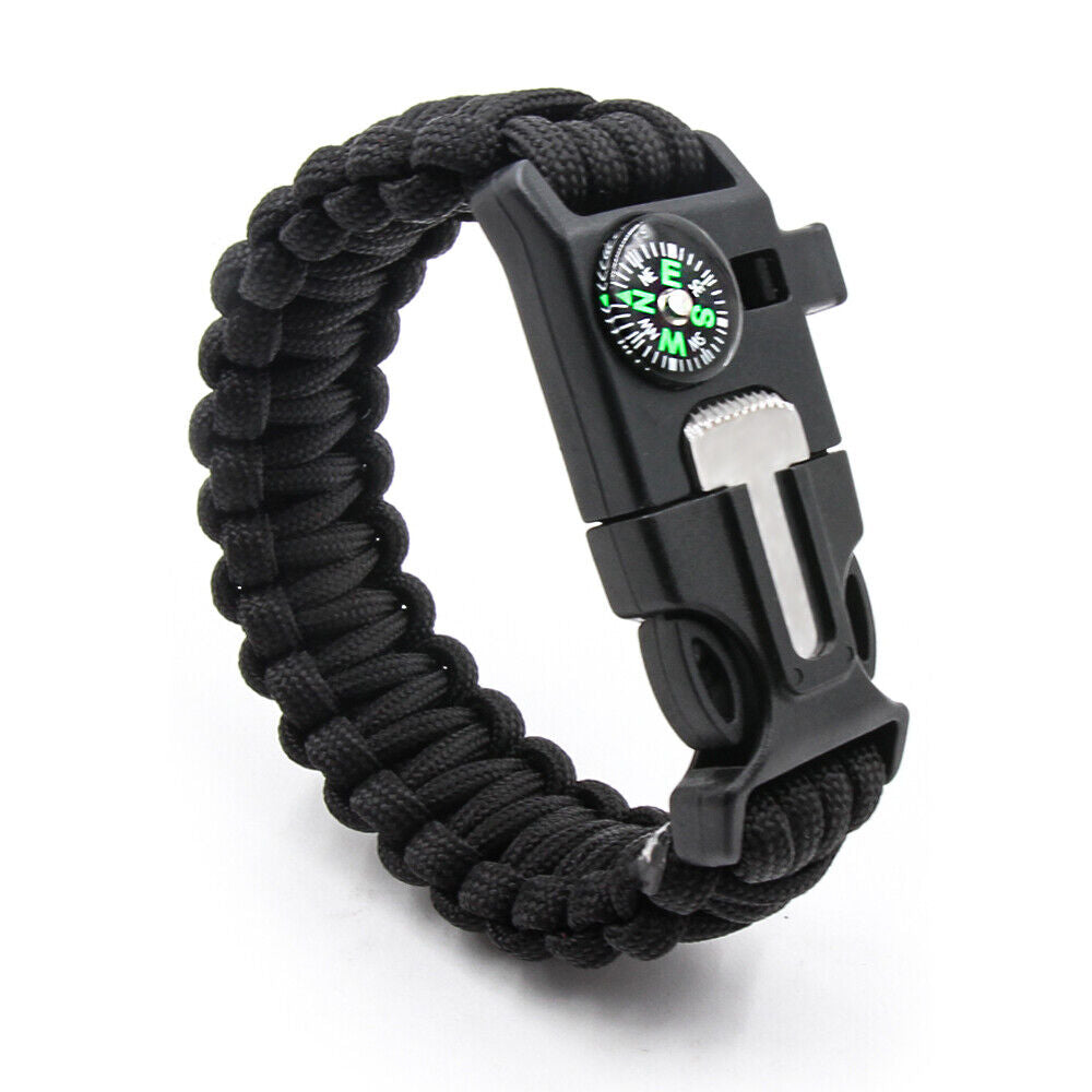 Emergency Paracord Bracelets, Survival Bracelet With Embedded Compass Whistle Survival Fire Starter Scraper Accessories, Suit For Hiking, Camping, Fishing And Hunting - YB Gift Store