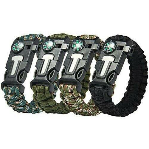 Emergency Paracord Bracelets, Survival Bracelet With Embedded Compass Whistle Survival Fire Starter Scraper Accessories, Suit For Hiking, Camping, Fishing And Hunting - YB Gift Store
