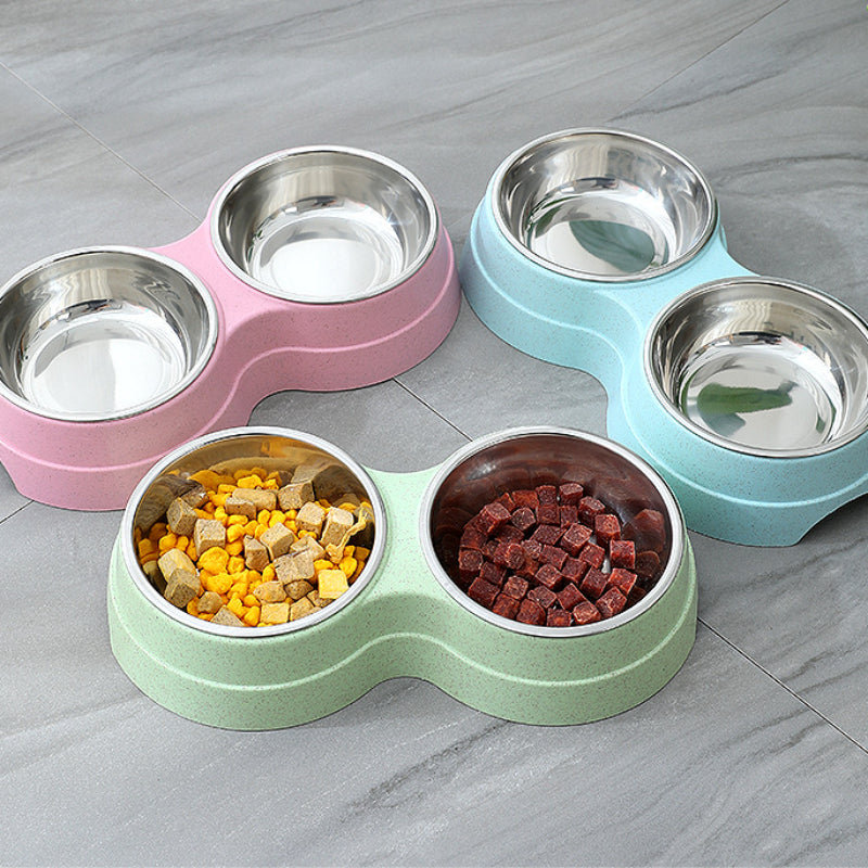 Pet Stainless Steel Double Feeding Bowls. Dog Food. Water Feeder. Pet Drinking Dish.