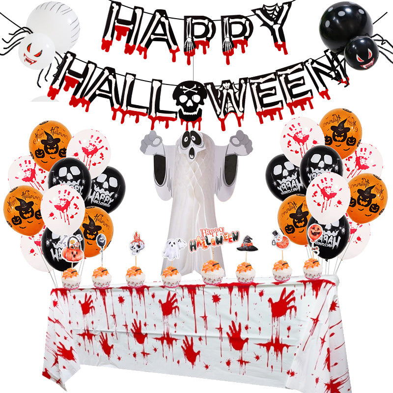 Halloween Balloon Set Blood Color Banner Ghost Package Ghost Festival Party Decoration