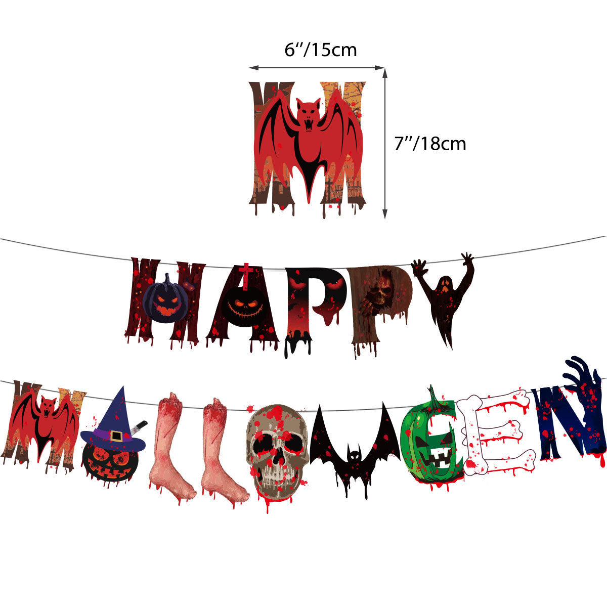 Halloween Banner Hanging Flag Horror Holiday Party Scene Decoration