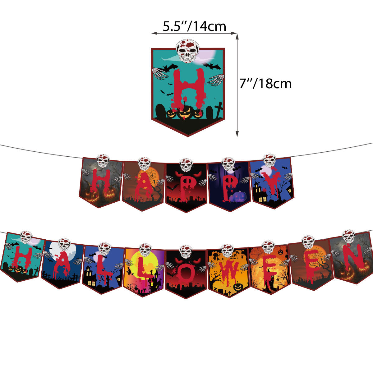 Halloween Banner Hanging Flag Horror Holiday Party Scene Decoration