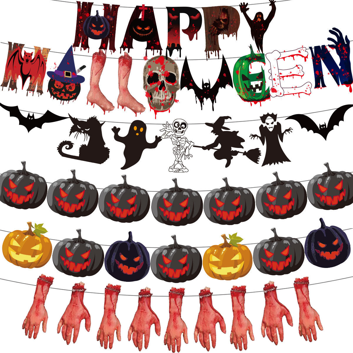 Halloween Banner Hanging Flag Horror Holiday Party Scene Decoration