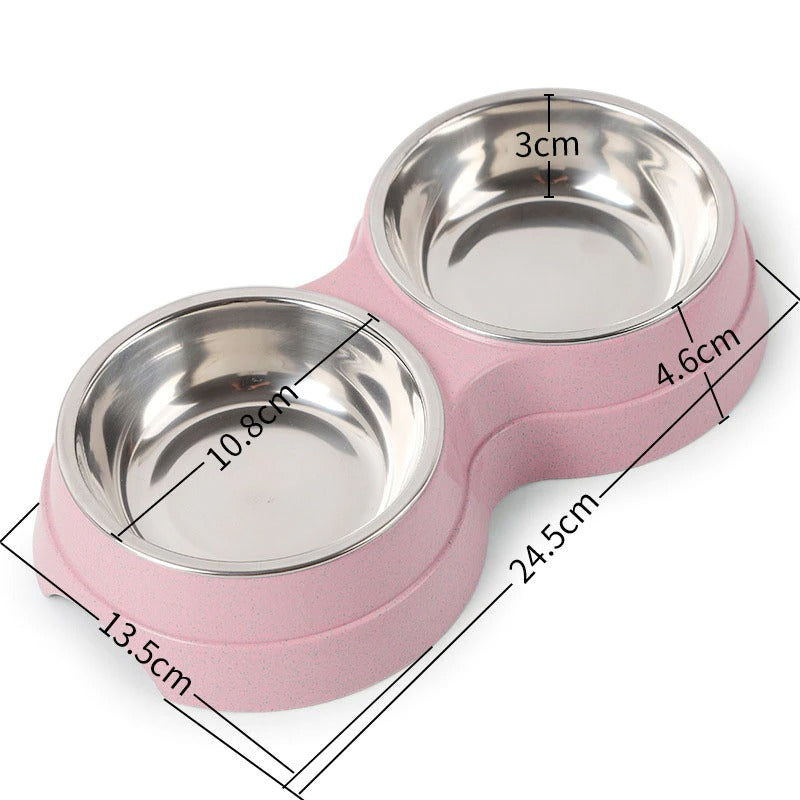 Pet Stainless Steel Double Feeding Bowls. Dog Food. Water Feeder. Pet Drinking Dish.