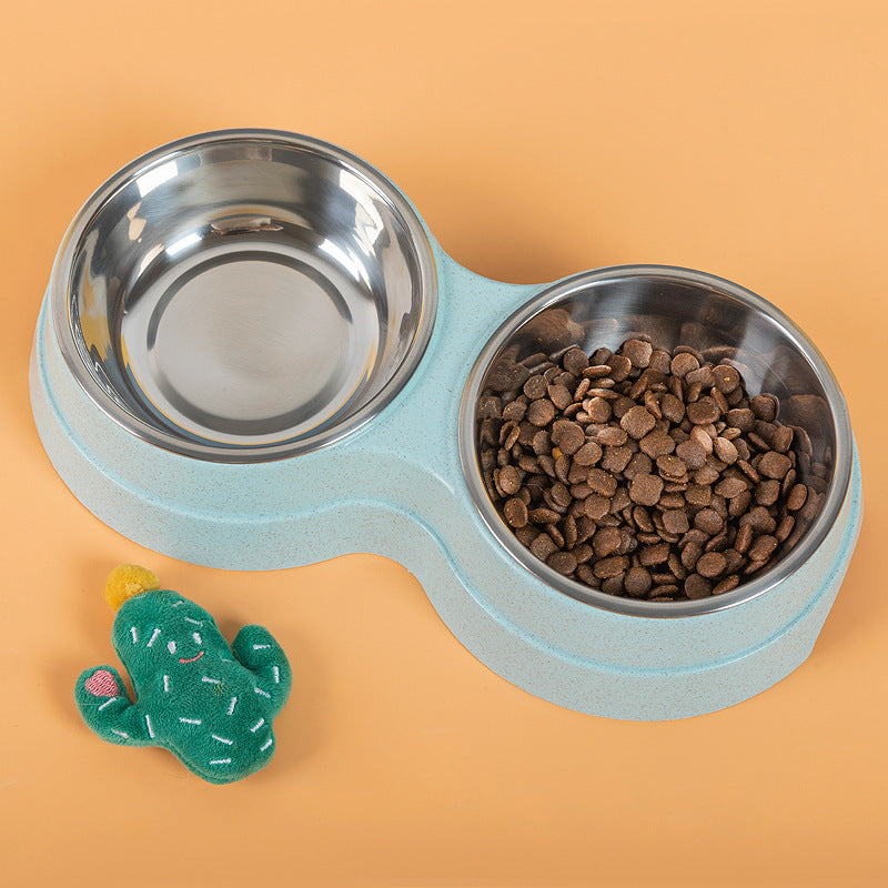 Pet Stainless Steel Double Feeding Bowls. Dog Food. Water Feeder. Pet Drinking Dish.