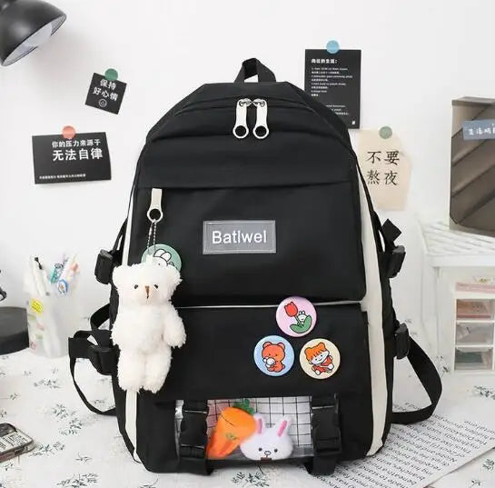 New Large-capacity Teenagers Schoolbag Campus Unisex Student Backpack Set Cute College Girl Backpack Female Mochila