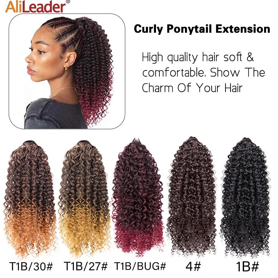 Puff Drawstring Ponytail Afro Kinky Curly Ponytail Hair Extension Ombre Synthetic Clip In Pony Tail Extension 9/13.5Inch Pontail
