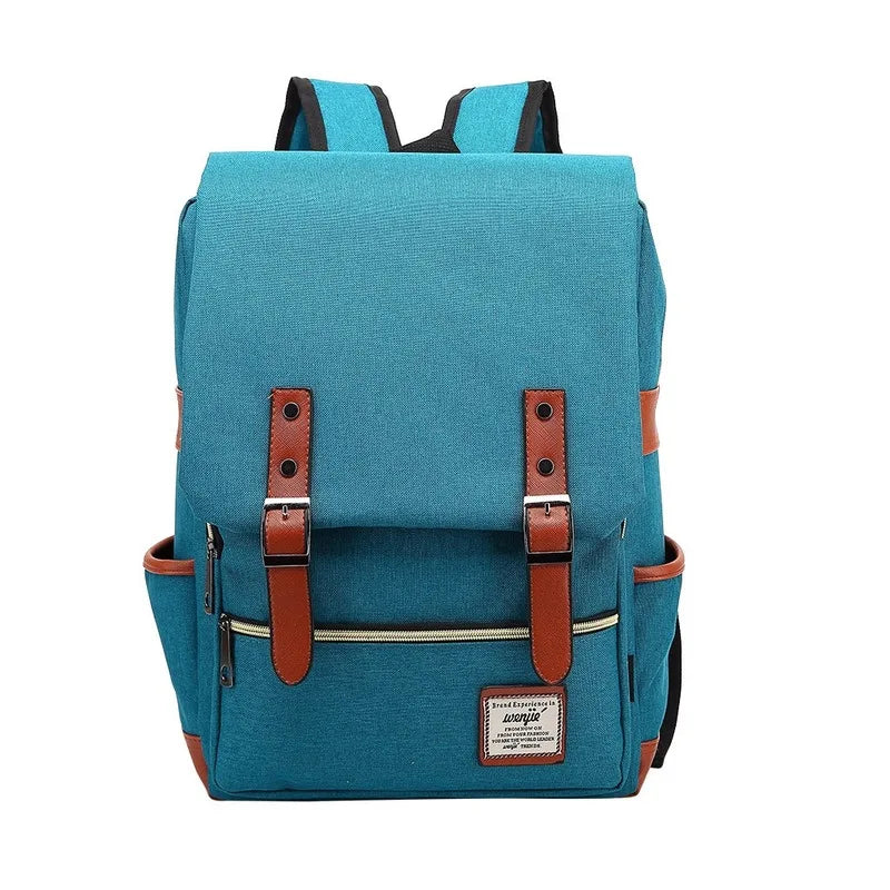 Laptop Backpack: Fashion Vintage Laptop Backpack Women Canvas Bags Men canvas Travel Leisure Backpacks Retro Casual Bag School Bags For Teenager#