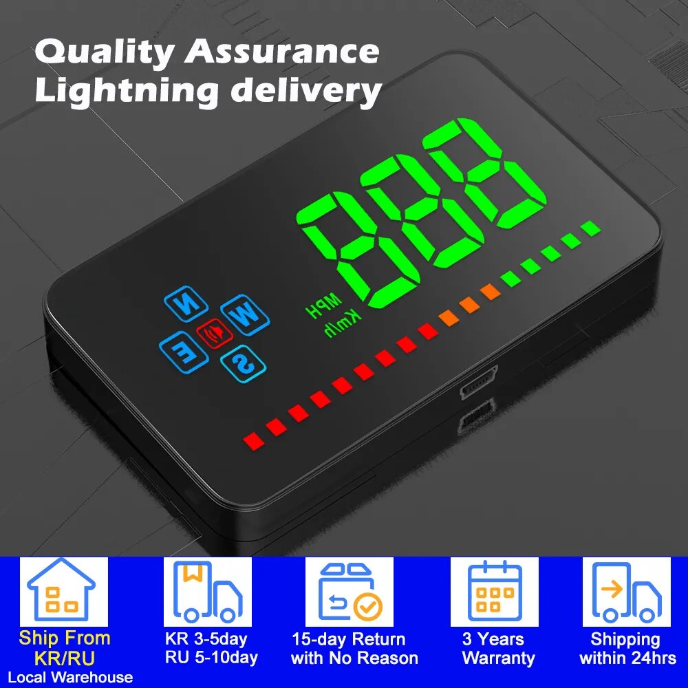 WiiYii A2 GPS HUD Head Up Display Digital Speedometer Electronics Auto Windshield Projector Speed Alarm Car Accessories