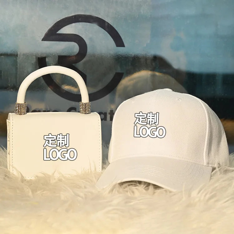Mini Handbag & Hat Set: Designer Women Chain Shoulder Bag Colorful Diamond Purses Ny Hat and Purses Set Ladies Handbags