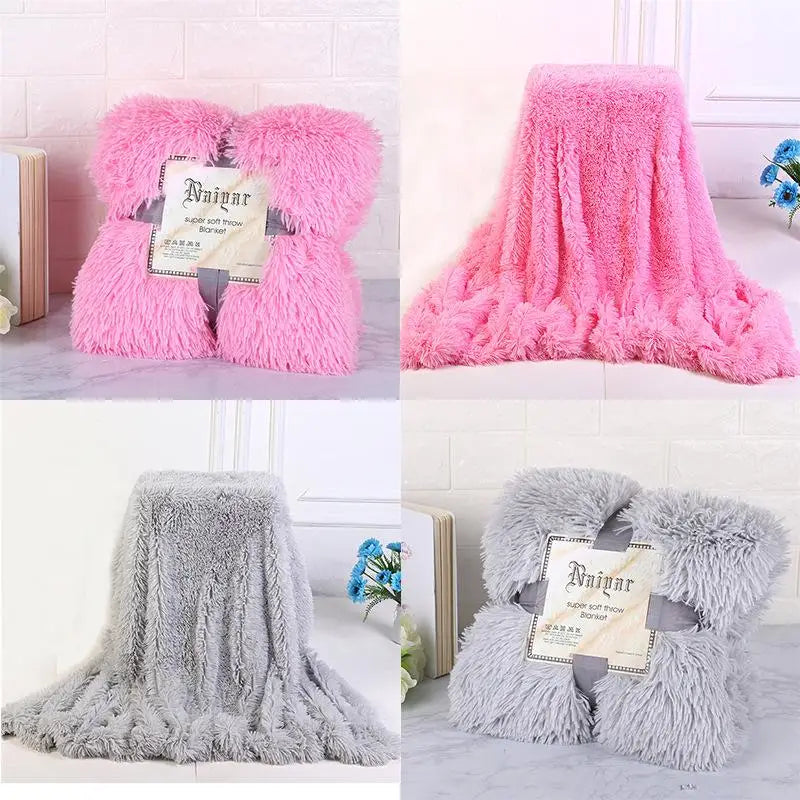 Blanket: 41Super Soft Fuzzy Fur Faux Elegant Cozy With Fluffy Throw Blanket Bed Sofa Bedspread Long Shaggy Soft Warm Bedding Sheet Large