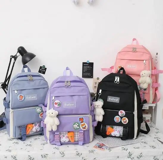 New Large-capacity Teenagers Schoolbag Campus Unisex Student Backpack Set Cute College Girl Backpack Female Mochila