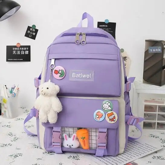 New Large-capacity Teenagers Schoolbag Campus Unisex Student Backpack Set Cute College Girl Backpack Female Mochila
