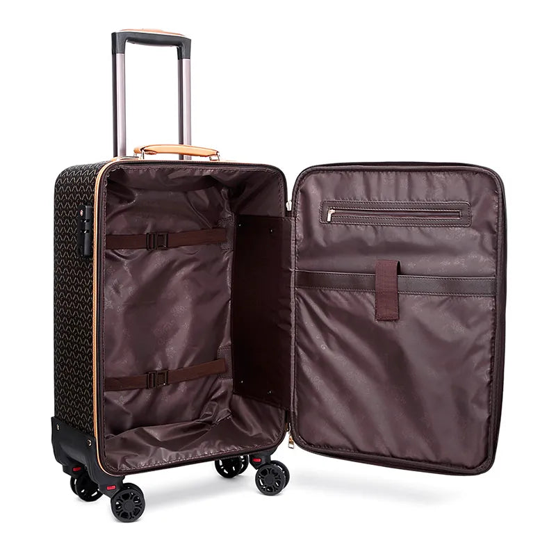 High Quality 16" 24" Inch Retro Women Luggage Travel Bag with Handbag Rolling Suitcase Set on Wheels