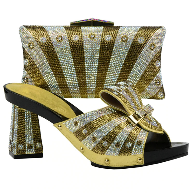 Latest Green Color African Shoe and Bag Sets Italian Nigerian Shoes and Matching Bags Italian Ladies Women Shoes and Bag Sets