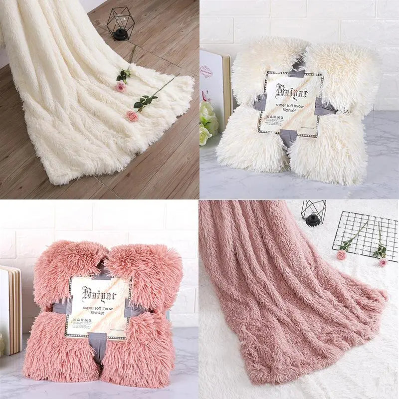 Blanket: 41Super Soft Fuzzy Fur Faux Elegant Cozy With Fluffy Throw Blanket Bed Sofa Bedspread Long Shaggy Soft Warm Bedding Sheet Large