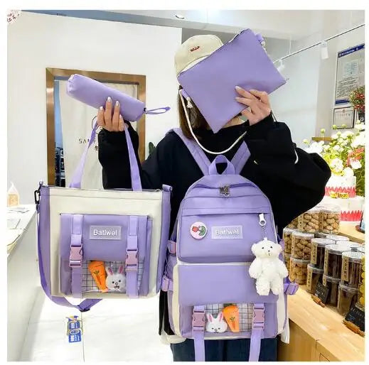 New Large-capacity Teenagers Schoolbag Campus Unisex Student Backpack Set Cute College Girl Backpack Female Mochila