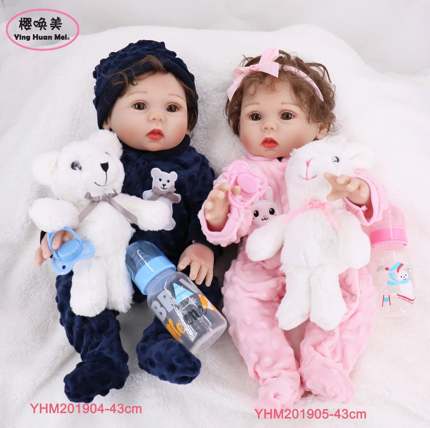 Child Reborn Full Silicone Reborn Full Silicone Body Baby Dolls Boy Girl Twin 43CM Vinyl Realistic Mini Baby Bath Toy Waterproof