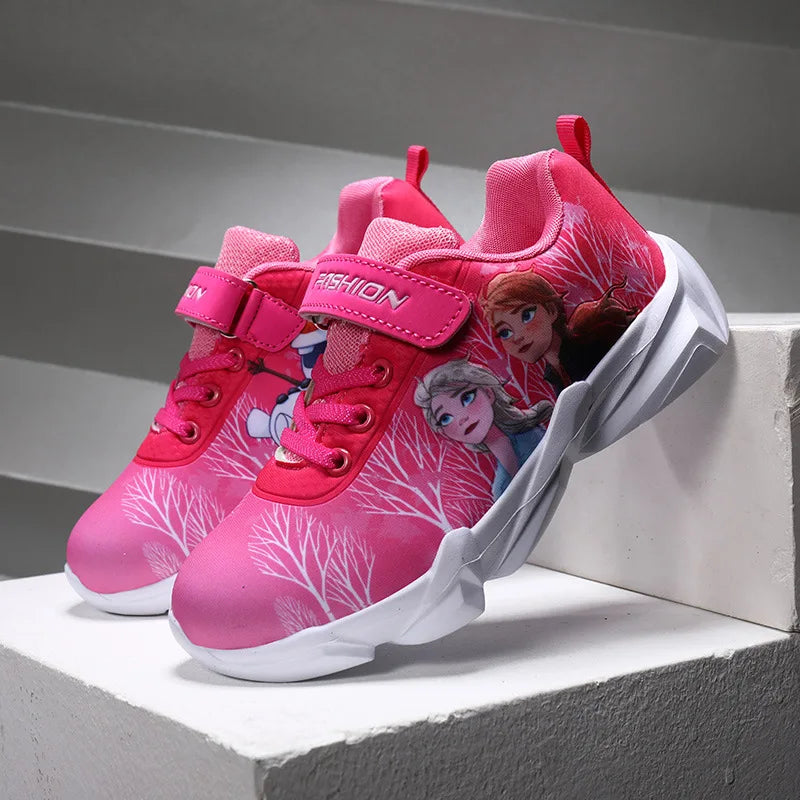 New Cartoon Disney Girls Princess Kids Shoes Running Frozen Children Sneakers For Girls Fashion Elsa Anna Sport Shoes