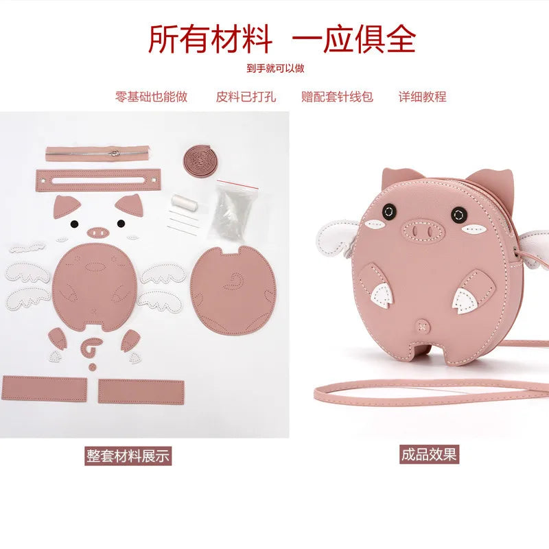 Handmade Handbag: DIY Handmade Bag Shoulder Strap Woven Pig Bag Set PU Handbag Accessories For Backpack Woven Bucket Bag