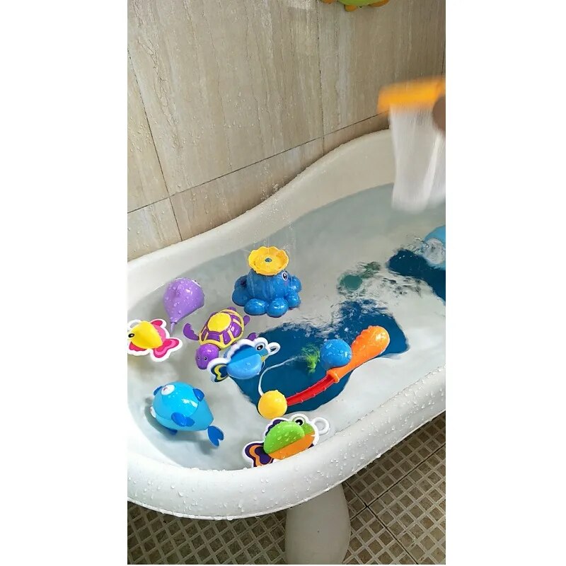 Sozzy Baby Bath Water Bath Toys Spray Boat Whale Ollie Octopus Electronics Squirt Toy Suit 1-2Year Swimming Pool Fountain Toy