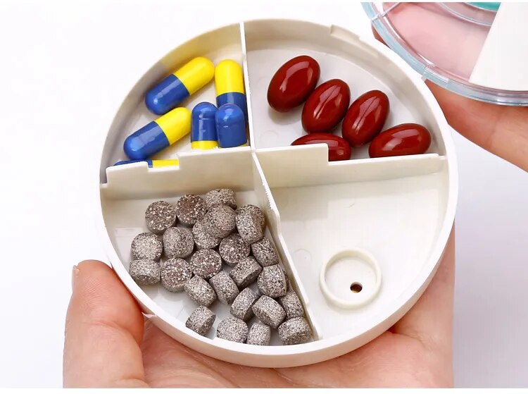 Electronics Medicine Box Container For Intelligence Timing Pill Cases Tablet Storage Case Circular Rotating Reminder Alarm