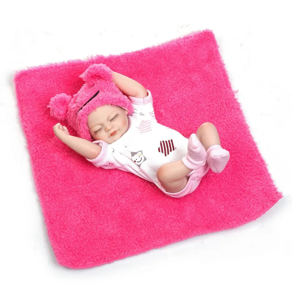 NPK 11'' Mini Reborn Babies Girl boy Full Silicone Vinyl Cute twins bebe Dolls Lifelike Bebes Reborns For Toddler Bathing doll