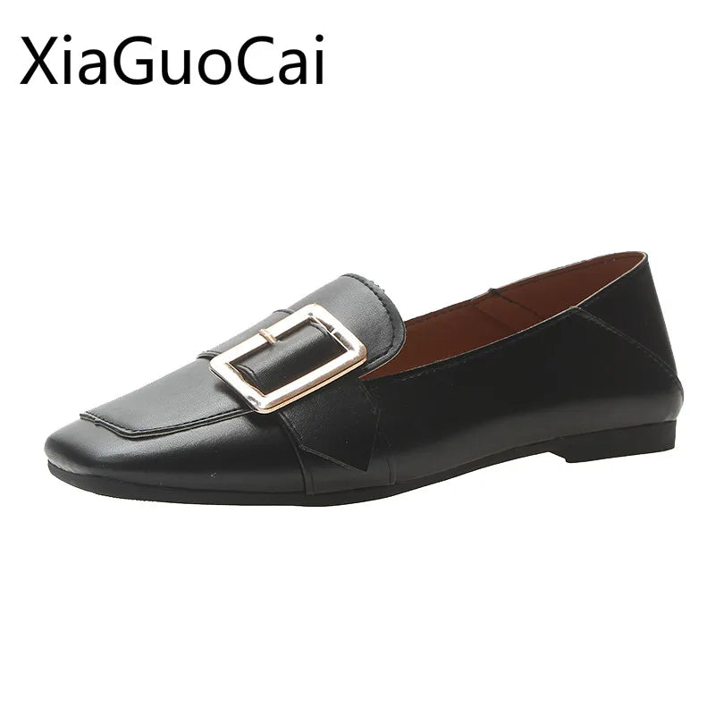 Women's Shoes: Vintage Women Flat Casual Shoes 2019 Spring New Square Head Ladies Formal Flats Shoes British Retro Harajuku Style Casual Flats