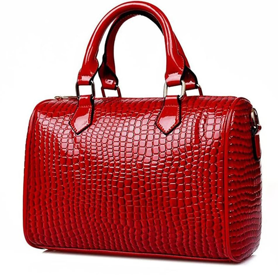 Handbag Set: 6pcs Women Handbag Set Patent Leather Fashion Crossbody Shoulder Bag Crocodile Large Tote Bag Purse Clutch Yellow Composite Bag