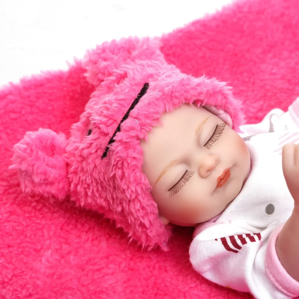 NPK 11'' Mini Reborn Babies Girl boy Full Silicone Vinyl Cute twins bebe Dolls Lifelike Bebes Reborns For Toddler Bathing doll