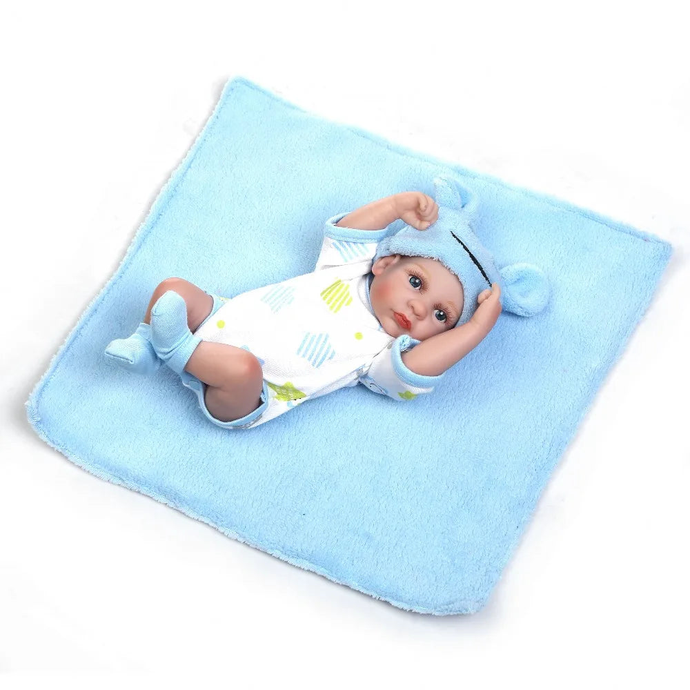 NPK 11'' Mini Reborn Babies Girl boy Full Silicone Vinyl Cute twins bebe Dolls Lifelike Bebes Reborns For Toddler Bathing doll