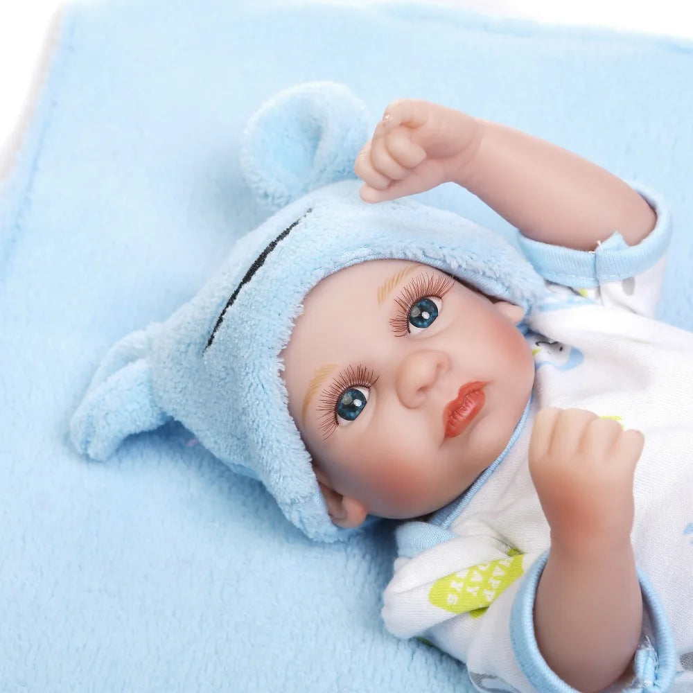 NPK 11'' Mini Reborn Babies Girl boy Full Silicone Vinyl Cute twins bebe Dolls Lifelike Bebes Reborns For Toddler Bathing doll