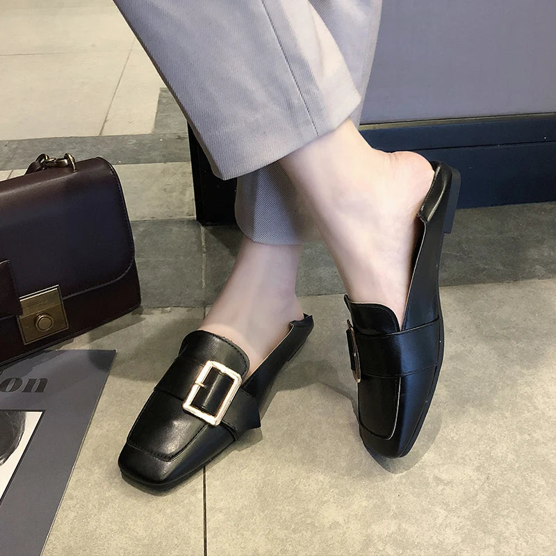 Women's Shoes: Vintage Women Flat Casual Shoes 2019 Spring New Square Head Ladies Formal Flats Shoes British Retro Harajuku Style Casual Flats