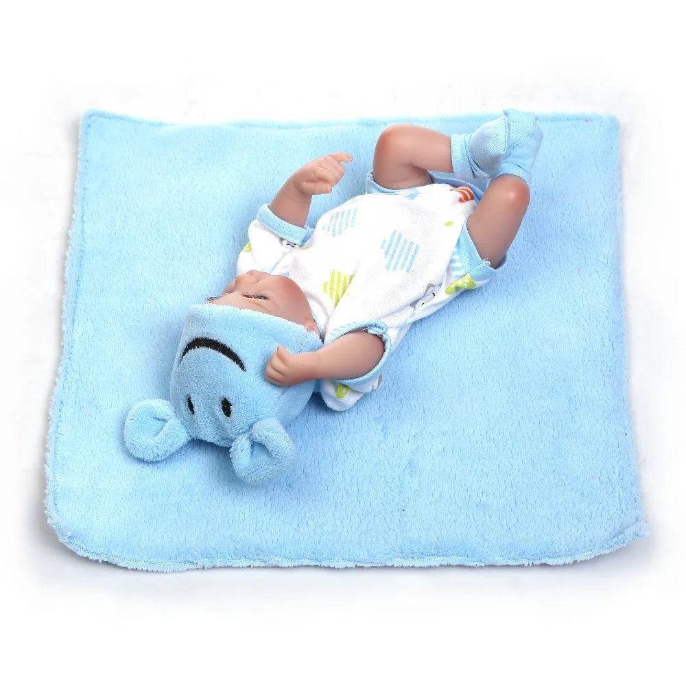 NPK 11'' Mini Reborn Babies Girl boy Full Silicone Vinyl Cute twins bebe Dolls Lifelike Bebes Reborns For Toddler Bathing doll