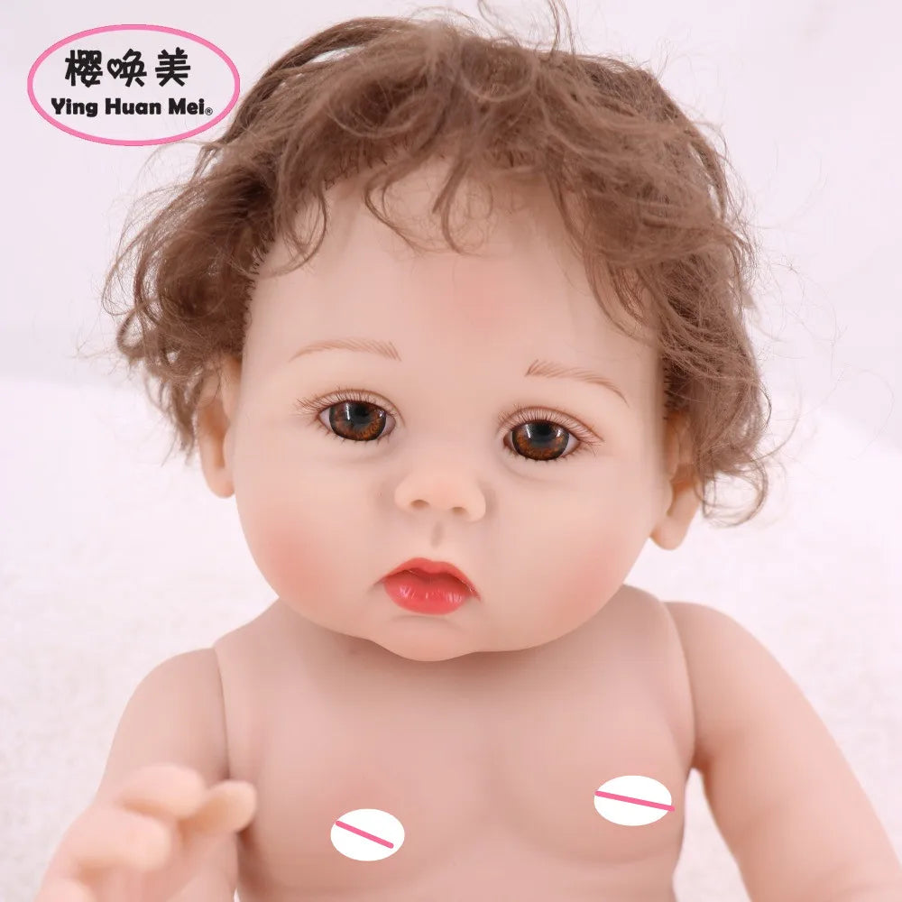 Child Reborn Full Silicone Reborn Full Silicone Body Baby Dolls Boy Girl Twin 43CM Vinyl Realistic Mini Baby Bath Toy Waterproof