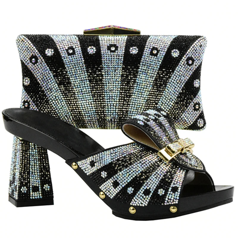 Latest Green Color African Shoe and Bag Sets Italian Nigerian Shoes and Matching Bags Italian Ladies Women Shoes and Bag Sets